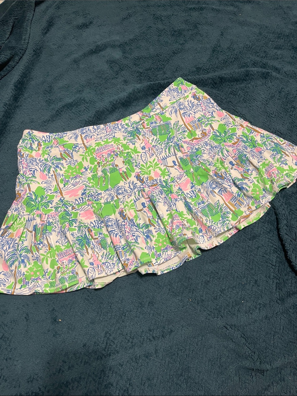 Lilly Pulitzer Tropical Print Ruffle Mini Skort - Green & Pink